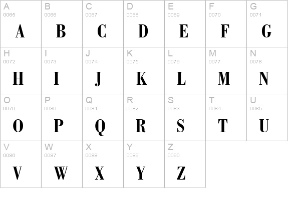 Bodoni Condensed SSi Bold Condensed uppercase A-Z preview