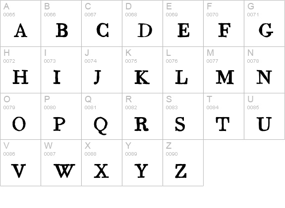 Bodoni Hand uppercase A-Z preview