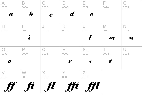 Bodoni Old Face BE Bold Italic Expert uppercase A-Z preview