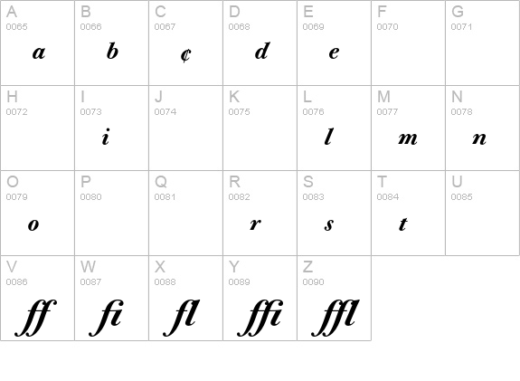 Bodoni Old Face BE Medium Italic Expert uppercase A-Z preview