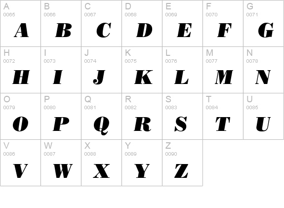 Bodoni Poster Italic uppercase A-Z preview