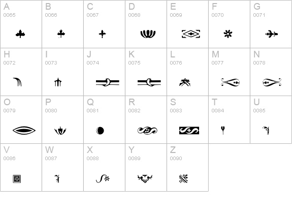 BodoniClassic-Ornaments uppercase A-Z preview