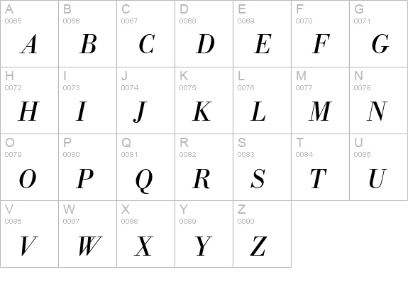 BodoniEF-RegularIta uppercase A-Z preview