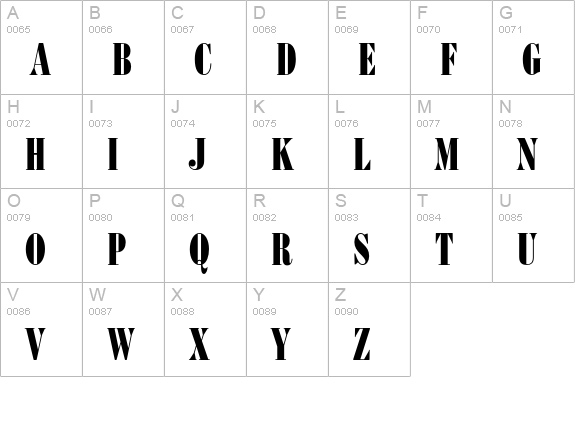 BodoniFB-BoldCompressed uppercase A-Z preview