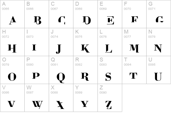 BodoniMutant uppercase A-Z preview