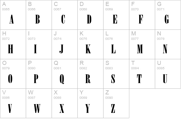 BodoniPosterCompressed-Bold uppercase A-Z preview