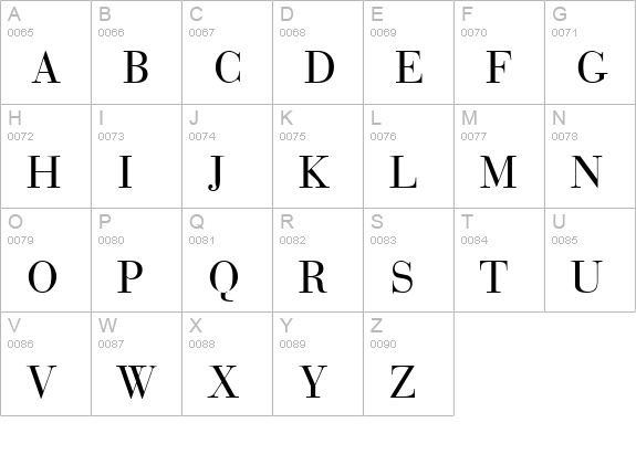 BodoniRecut-Regular uppercase A-Z preview