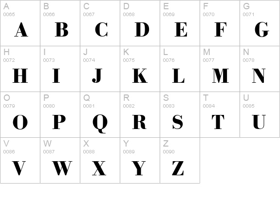 BodoniSerial-Xbold-Regular uppercase A-Z preview