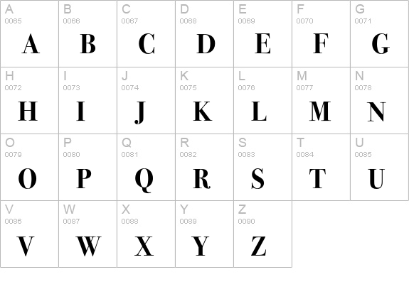 BodoniSeventytwoEF-Bold uppercase A-Z preview