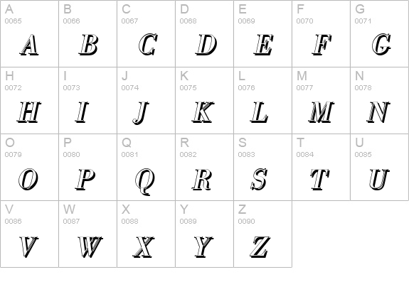 BodoniSh-Italic uppercase A-Z preview
