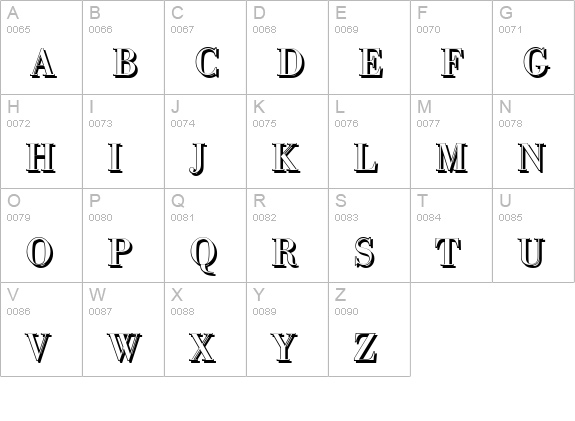 BodoniSh-Regular uppercase A-Z preview