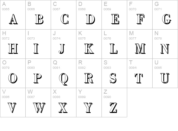 BodoniShadow-Medium-Regular uppercase A-Z preview