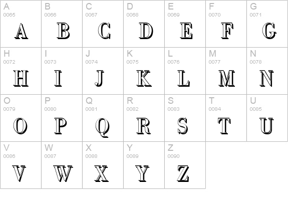 BodoniShadow-Regular uppercase A-Z preview