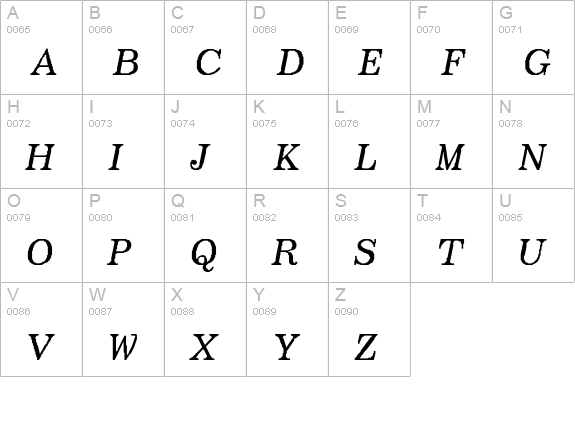 BoldfaceItalic- uppercase A-Z preview
