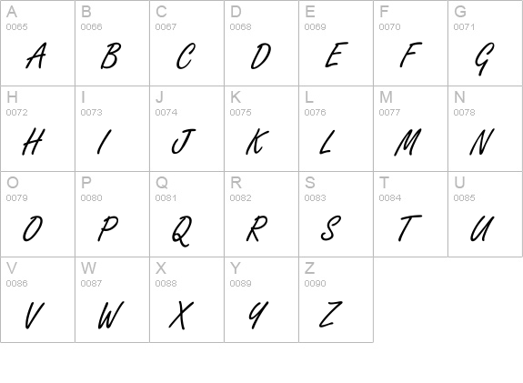 Boldstylescript uppercase A-Z preview