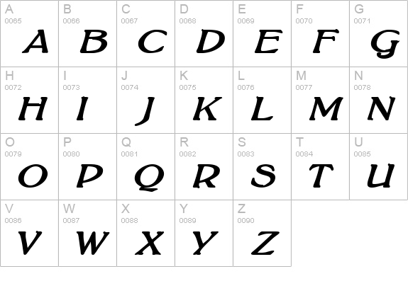 BoltonBoldItalic uppercase A-Z preview