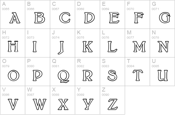 BoltonOutline uppercase A-Z preview