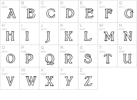 BoltonTitlingOutline uppercase A-Z preview