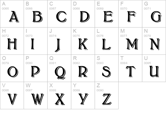 BoltonTitlingShadowed uppercase A-Z preview