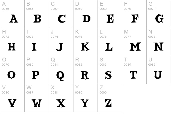 Bonehead uppercase A-Z preview
