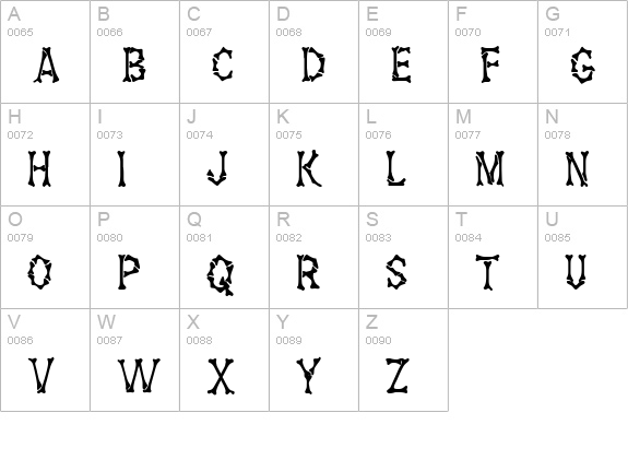 Bones Regular uppercase A-Z preview