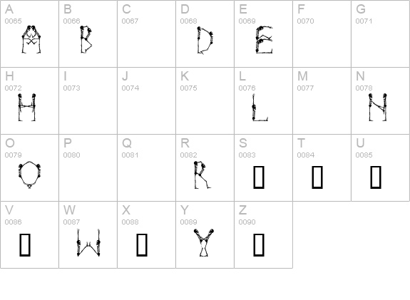 Boneyard uppercase A-Z preview