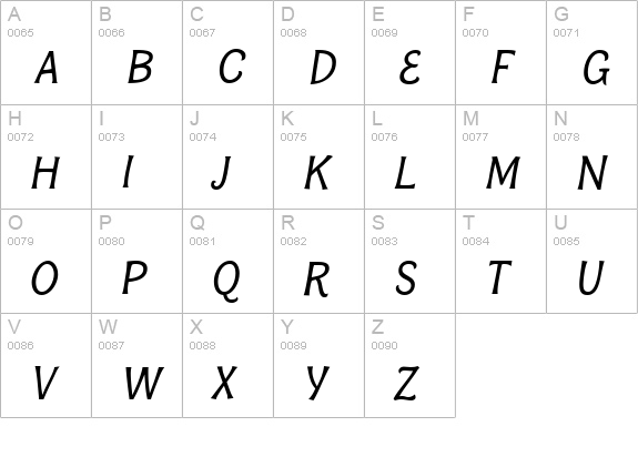 Bonobo Italic uppercase A-Z preview