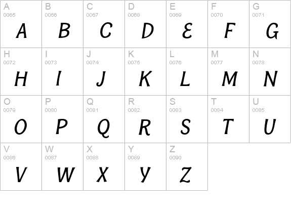 Bonobo SemiBold Italic uppercase A-Z preview