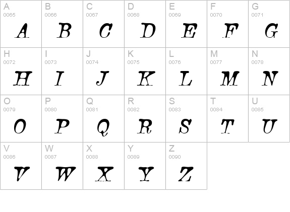 Bonsai-Italic uppercase A-Z preview