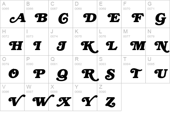 BookmanBoldSwashItalic uppercase A-Z preview