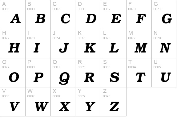 BookmanDemiItalic uppercase A-Z preview