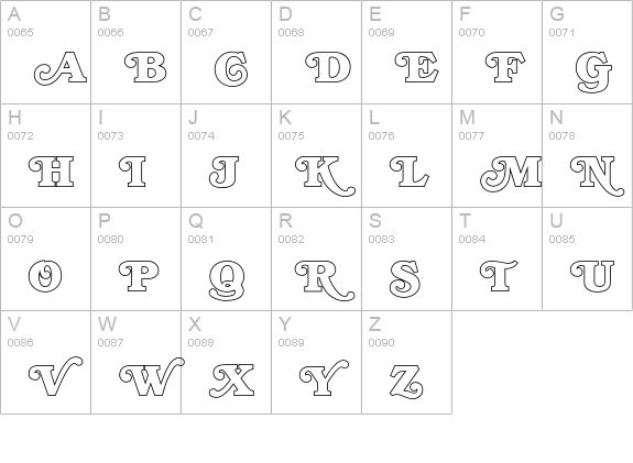 BookmanOutlineSwash uppercase A-Z preview