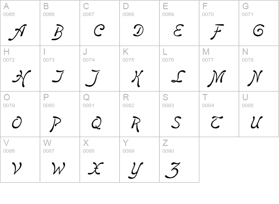 BoomerangItalic uppercase A-Z preview