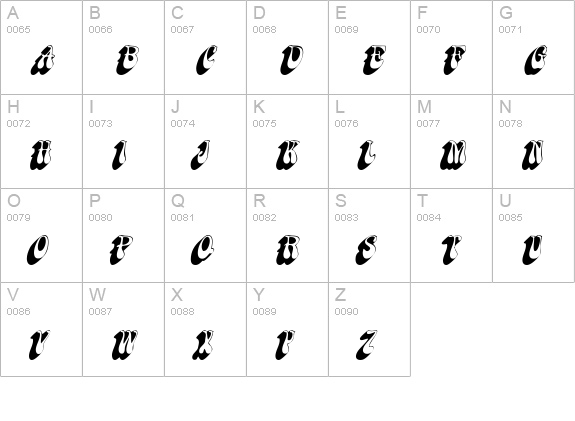 BoopShadow Italic uppercase A-Z preview