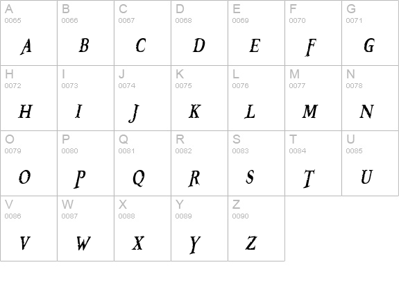 Booter - Zero Five uppercase A-Z preview