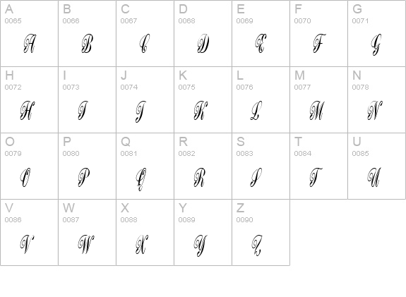Bordeaux Script Plain uppercase A-Z preview