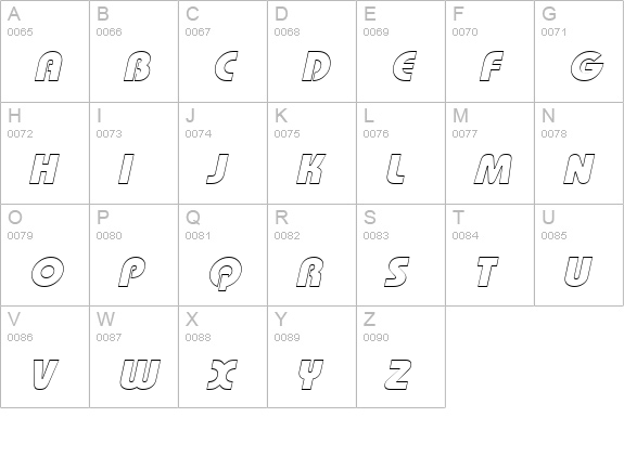 BordeauxBlackOutline Italic uppercase A-Z preview