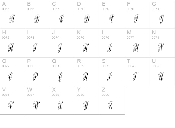 BordeauxICG-Script uppercase A-Z preview