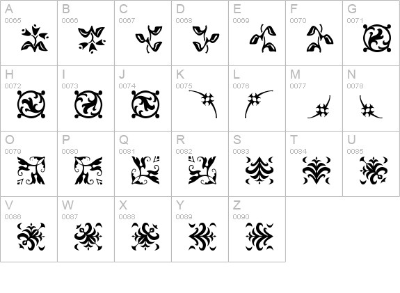 Borderbats Fleur uppercase A-Z preview