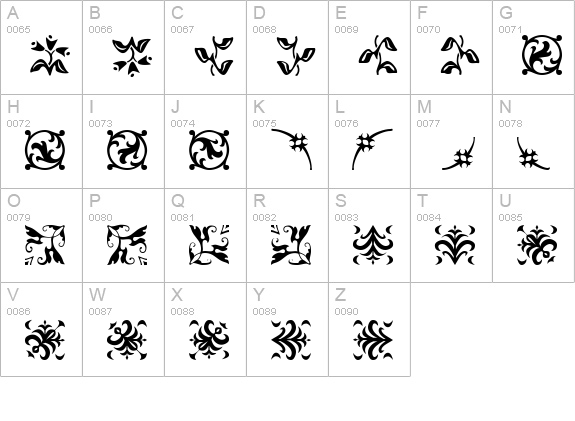 Borderbats-Fleur Regular uppercase A-Z preview