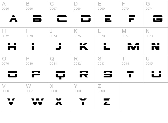 Borg9 uppercase A-Z preview