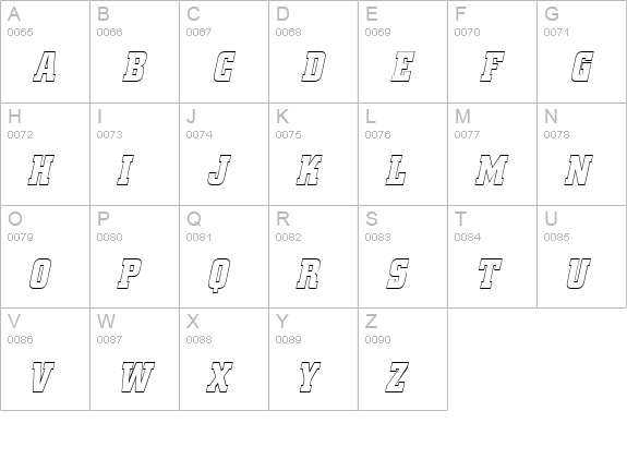 BorghsHollowCondensed Italic uppercase A-Z preview