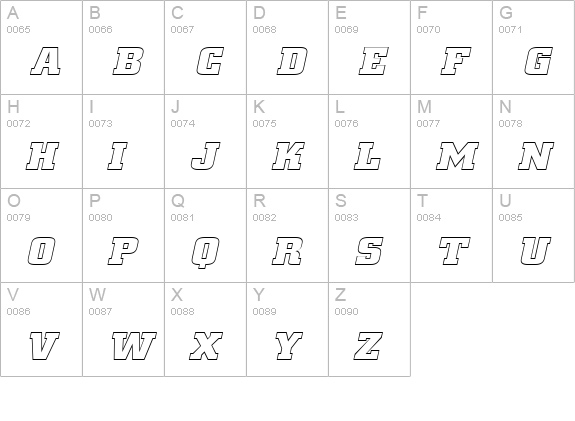 BorghsHollowExtended Italic uppercase A-Z preview