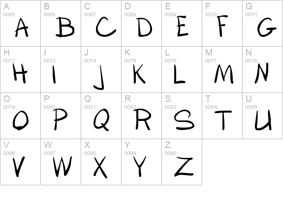 Boring Showers uppercase A-Z preview