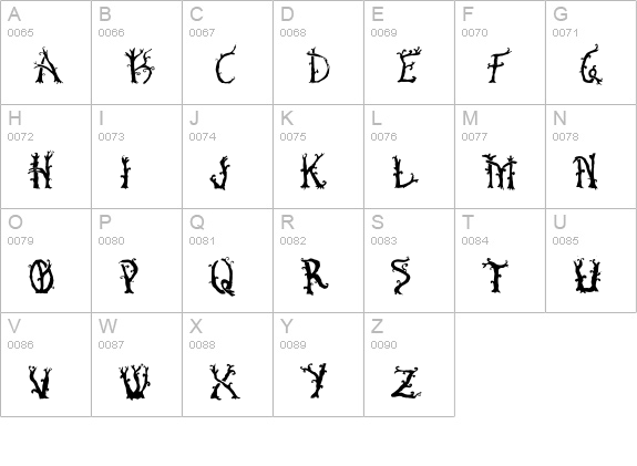 Bosque uppercase A-Z preview