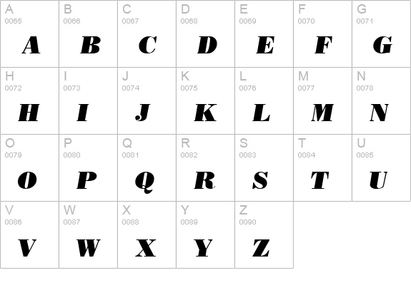 BostonBlack kursiv uppercase A-Z preview