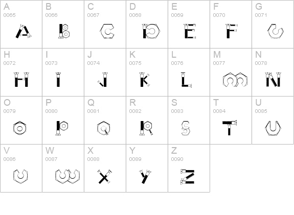Boulons Tryout uppercase A-Z preview