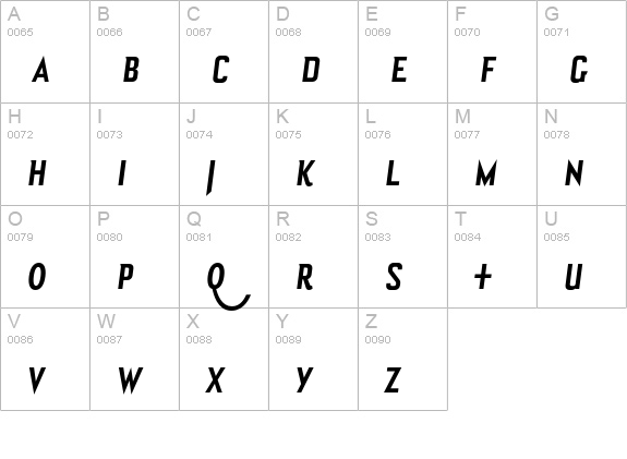 Bourgeois BoldCondItalAlt uppercase A-Z preview