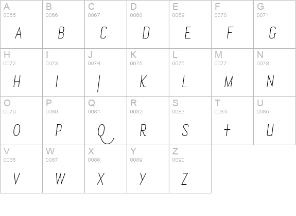 Bourgeois LightCondItalAlt uppercase A-Z preview