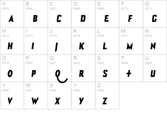 Bourgeois UltraCondItalAlt uppercase A-Z preview